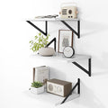Heimlove Deep Floating Shelves for Wall, 12 Inch Deep Floating Shelves Set of 3, 16W x 12D Wood Wall Shelves, Wide Wood Shelves with Metal Bracket for Living Room, Kitchen, Office, Bedroom - White-Ruum Studio Home