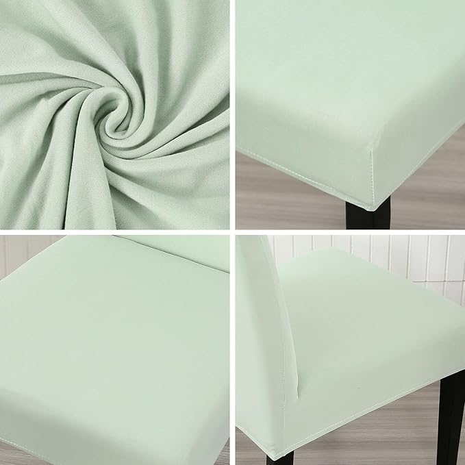JQinHome Smoke Green Chair Covers for Dining Room Set of 6, High Stretch Removable Washable Parsons Chair Slipcover for Home Party Hotel Wedding Ceremony (6PCS,Smoke Green)