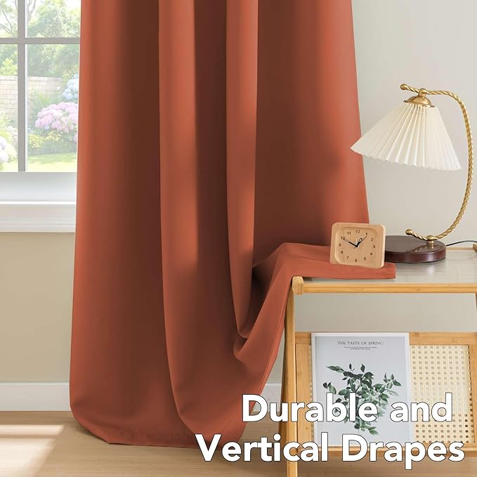 H.VERSAILTEX Blackout Curtains for Bedroom Thermal Insulated Room Darkening Living Room Curtains 63 Inch Long Grommet Privacy Protection Window Curtain Panels/Drapes for Nursery,2 Panels,Orange-Ruum Studio Home