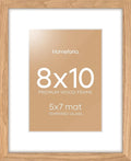 Homeforia 8 x 10 Wood Picture Frame, High End Natural Oak 8x10 Light Wooden Frames with Mat 5x7 inch Photo, 8 x 10 Frame Matted to 5 x 7 Art, Wall or Tabletop Frame, Tempered Glass, Wall Kit, Set of 1-Ruum Studio Home