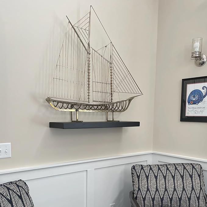 Joel's Antiques - 48 Inch Wooden Floating Shelves for Wall - 48x8x2 Inches - Made of Natural Wood - Long Heavy Duty Wall Shelves - Made in USA - Perfect for Living Room, Kitchen - Black-Ruum Studio Home