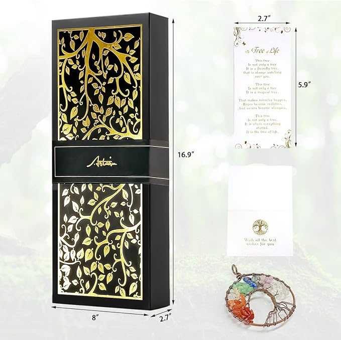 Gifts for Mom & Grandma - Outdoor Wind Chimes with Engraved Tree of Life, Large Patio Hanging Decor for Garden, Yard, Christmas, Anniversary Celebrations-Ruum Studio Home