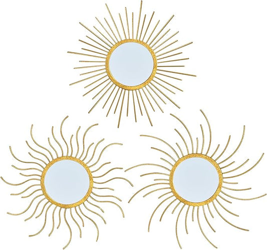 Mirror Decor Sunburst Mirrors Metal Sun Mirror Wall Decor Wall Mirror Home Decorative Wall Art for Living Room Bedroom Entryway-Ruum Studio Home