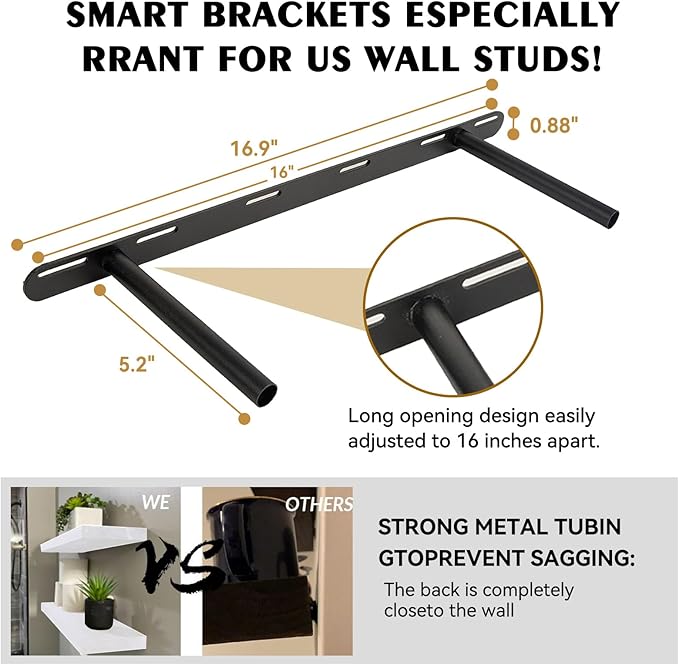 BGMG Wood Floating Shelves 24 inch Long,Rustic Solid Wooden Deep Wall Shelves for Bathroom Living Room Bedroom Kitchen Farmhouse Set of 2-24x6.7x1.25 inch-White-Ruum Studio Home