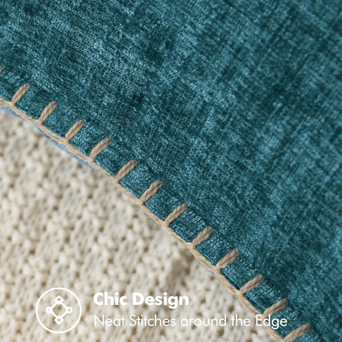 MIULEE Pack of 2 Couch Throw Pillow Covers 12x20 Inch Dark Teal Farmhouse Decorative Pillow Covers with Stitched Edge Soft Chenille Solid Dyed Spring Pillow Covers for Sofa Bed Living Room-Ruum Studio Home