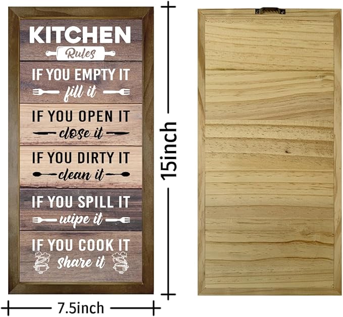 Kitchen Decor Wall, Rustic Kitchen Decorations, Kitchen Frame Décor, Kitchen Rules Sign, Kitchen Wall Décor, Kitchen Decor and Accessories, Farmhouse Kitchen Frame Sign, Rustic Kitchen Door Rules Sign-Ruum Studio Home