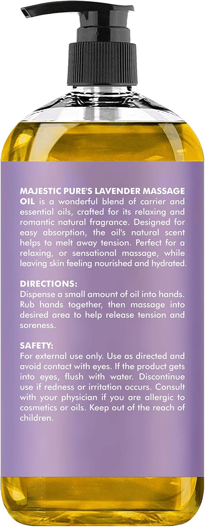 MAJESTIC PURE Lavender Massage Oil for Massage Therapy - Refreshing, and Relaxing - Natural Oils with Lavender Essential Oil - for All Skin Types - Men and Women - 8 fl oz-Ruum Studio Home