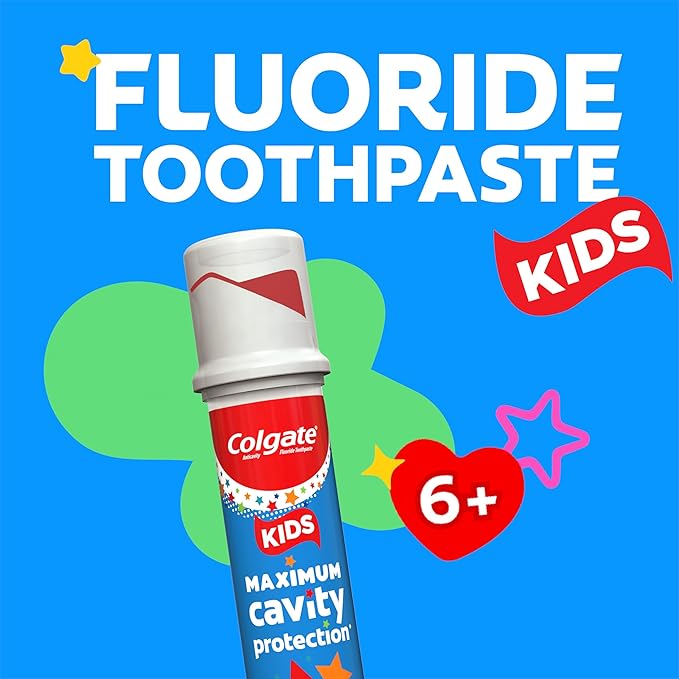 Colgate Kids Toothpaste Pump with Fluoride for Cavity Protection, Ages 6+, ADA Accepted, Bubble Fruit, 4.4 Ounce, 6 Pack-Ruum Studio Home