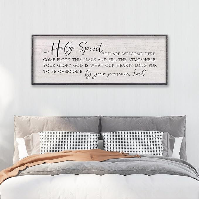 LuZhiQiang Holy Spirit You are Welcome Here Wall Decor 40"X15" Quote Christian Bible Verse Scripture Religious Art Wall Sign (Black)-Ruum Studio Home