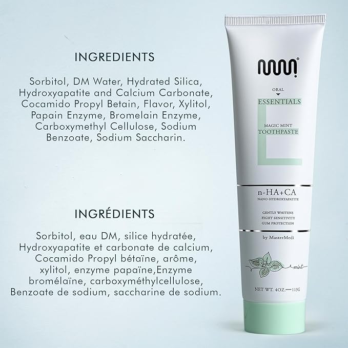 MasterMedi Nano Hydroxyapatite Toothpaste – Fluoride Free, SLS Free, for Sensitive Teeth, Whitening, Enamel Remineralization, Magic Mint, Dentist Recommended, 4 oz (Pack of 1)-Ruum Studio Home