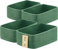 Small Storage Baskets for Organizing | Closet Organizer Bins | Shelf Toy Basket | Woven Rope Baskets | Cube Decorative Box | Shallow Basket | 11.5x7.5x4.7” | 4 Packs Green-Ruum Studio Home