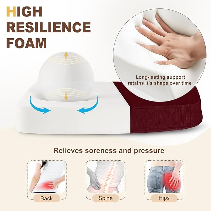 downluxe Chair Cushions for Dining Chairs, Waterproof Kitchen Chair Pads, Non-Slip Dining Seat Cushion with Ties, 17" x 16" x 2.5", Burgundy, 6 Pack-Ruum Studio Home