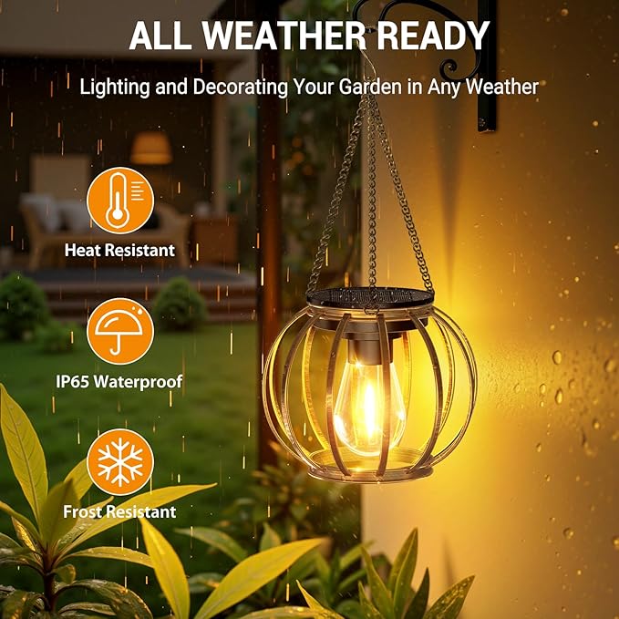 KOOPER Solar Lanterns Outdoor Waterproof, 4 Pack Upgraded Bronze Metal Hanging Solar Lights Outdoor Lanterns, Brighter Auto On/Off Outdoor Hanging Lantern for Yard Patio Pathway Porch Garden Decor-Ruum Studio Home