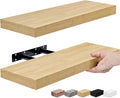 Sorbus Floating Shelves for Wall, Bathroom Shelves Wall Mounted for Kitchen, Bedroom, Bathroom Storage Over Toilet, Hanging Book Shelf for Ｗall Home Decor Living Room (Maple Wood, 2 Pack)-Ruum Studio Home