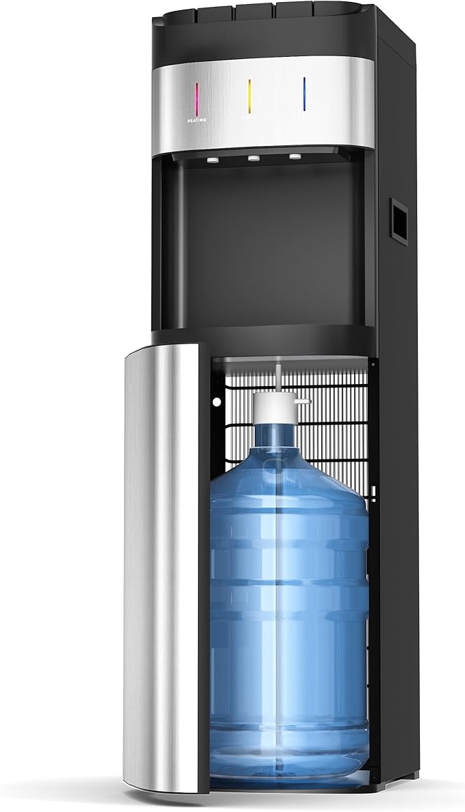 Euhomy Bottom Loading Water Cooler for 5 Gallons, 3 Temperature Settings-Cold/Hot/Warm, Child Safety Lock, Water Dispenser for Apartments, Schools, Companies, Black+Sliver-Ruum Studio Home