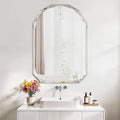 Bathroom Mirror for Wall, 20" x 30" Arched Mirror, Bathroom Vanity Mirrors, Beveled Edge Frameless Wall Mount Vanity Mirror, Wall Mirror Decorative, Irregular Beveled Edge Mirror-Ruum Studio Home