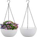 8 inch Small Hanging Planters for Indoor Outdoor Plants, 2 Pack Hanging Flower Pots with Drainage Holes and Chain for Garden Porch Plants, Plastic Hanging Baskets for House Plants, White-Ruum Studio Home