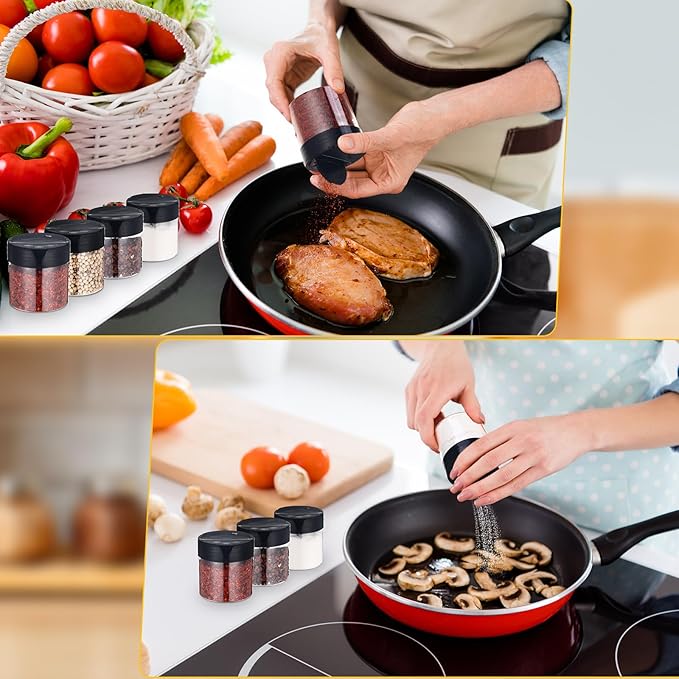 50 Pack 4.7 oz Plastic Spice Jars with Black Cap Empty Clear Plastic Spice Bottle Containers Reusable Seasoning Jars with Shaker Lids for Kitchen Storing and Dispensing Salt Powders-Ruum Studio Home