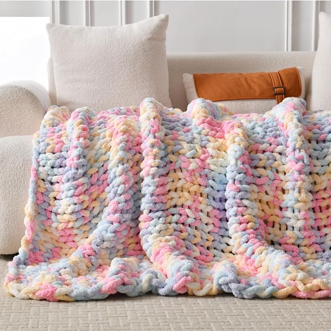 Ultra Soft Chunky Knit Blanket Throw -50x70 Hand Knitted Warm Chenille Throw Blanket, Home Decor Soft Thick Yarn Cable Knit Blanket Breathable Fleece Banket Christmas for Couch Bed Sofa Best GIF-Ruum Studio Home