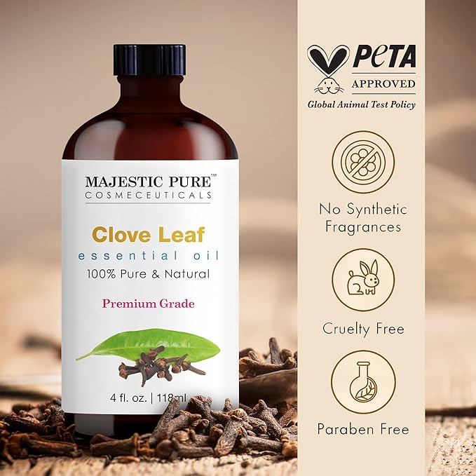 Majestic Pure Clove Essential Oil with Glass Dropper - Huge 4 Fl Oz - 100% Pure and Natural Clove Oil - Premium Grade Essential Oils for Diffuser, Aromatherapy, Soap and Candle Making-Ruum Studio Home