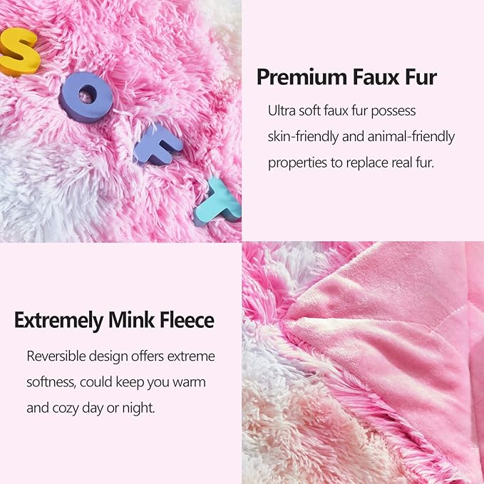 GONAAP Fuzzy Faux Fur Throw Blanket Tie-dye Rainbow Super Soft Cozy Plush Fuzzy Shaggy Blanket for Couch Sofa Bed (Tie-dye Rainbow, Throw(50"x60"))-Ruum Studio Home