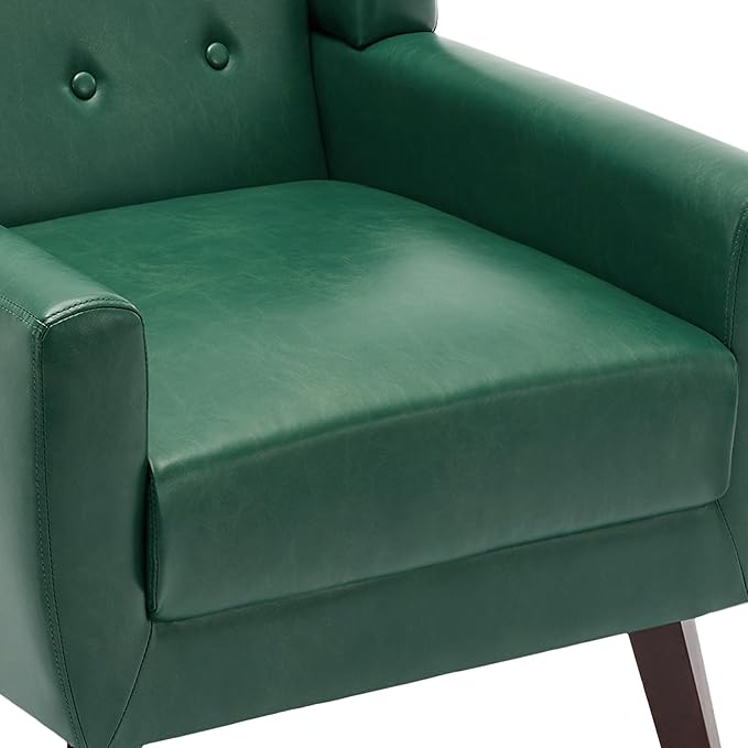 UIXE PU Leather Accent Chairs Set of 2, Modern Arm Club Chair Upholstered Armchair for Living Room, Comfy Single Sofa Seats Button Tufted Reading Seating, Green-Ruum Studio Home