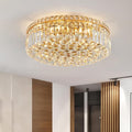 6-Lights Gold Crystal Flush Mount Chandelier Light Fixture K9 Crystals Modern Ceiling Lights Elegant Pendant Lamp for Bedroom,Hallway,Bar,Living Room,Dining Room,H5.9 xW20 (Bulbs Not Included)-Ruum Studio Home
