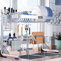 VNKZI Over Sink Dish Drying Rack, 2 Tier Full Stainless Steel Storage Adjustable Length (25.98'' to 36.61'') Kitchen Rack, Multifunctional Expandable Counter Organizer, Space Saver Dish Rack-Ruum Studio Home