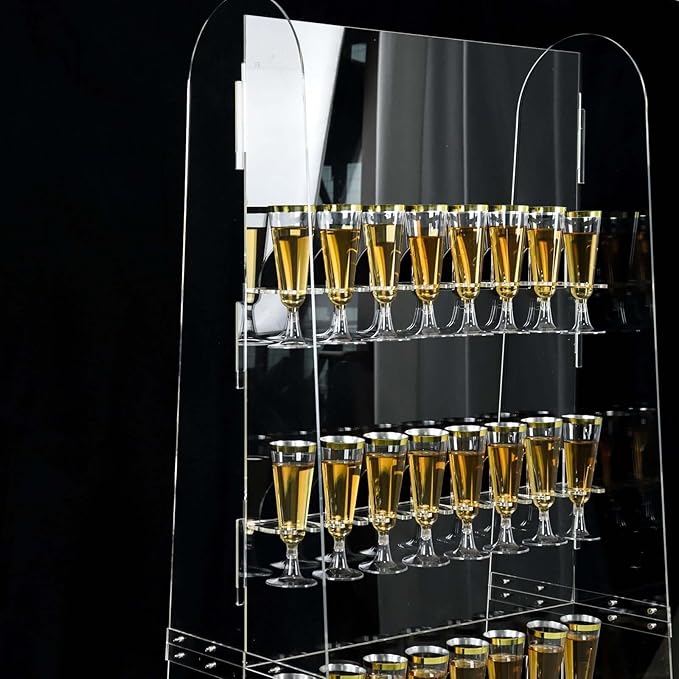 Tableclothsfactory 5ft Clear Acrylic 5-Tier Wine Glass Stemware Rack, Champagne Flute Holder Wall Stand-Ruum Studio Home