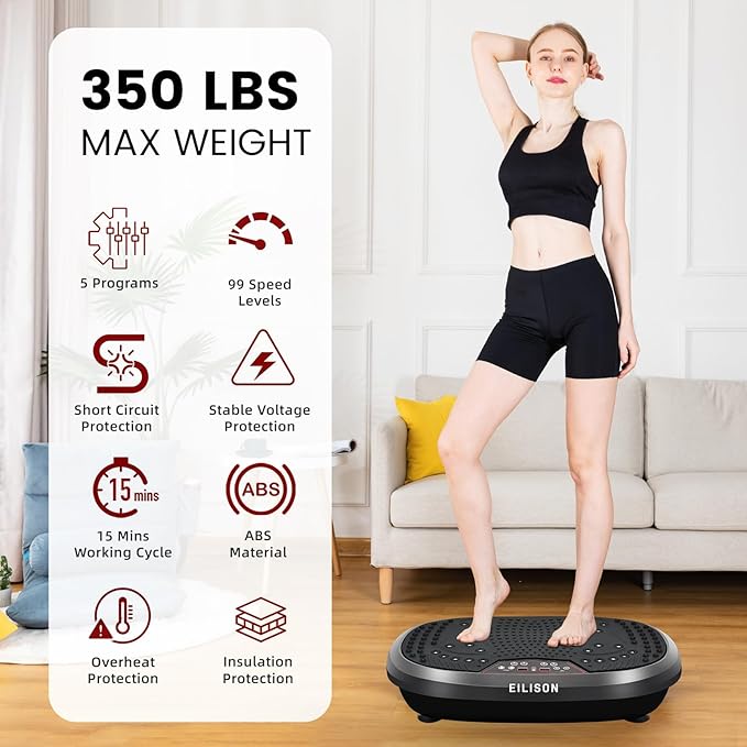 EILISON FitMax 3D XL Vibration Plate Exercise Machine - Whole Body Workout Vibration Platform w/Loop Bands - Lymphatic Drainage Machine for Weight Loss, Shaping, Wellness, Recovery-Ruum Studio Home
