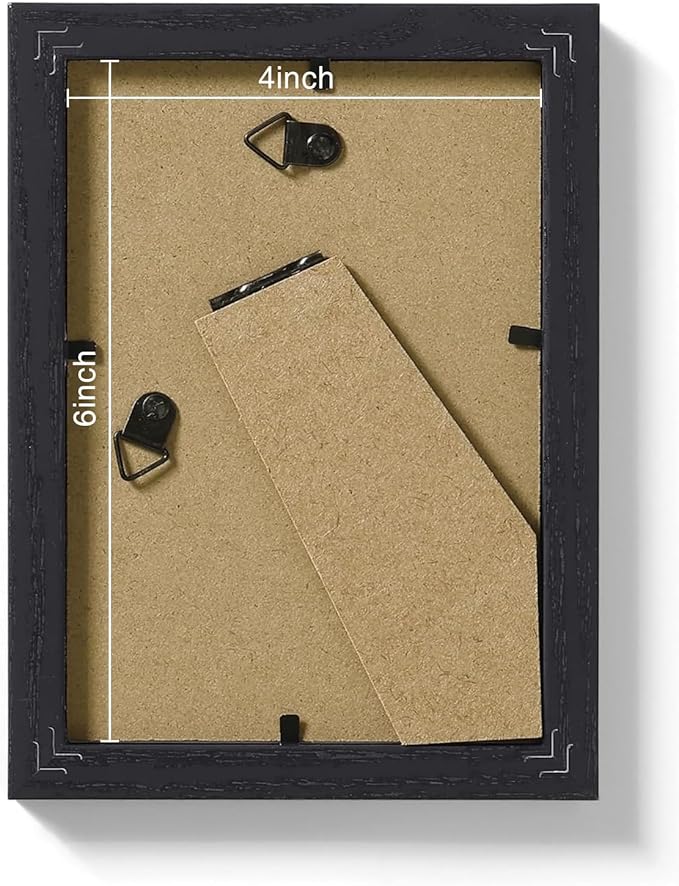 Vittanly 4x6 Picture Frames Set of 9, Shatter Resistant Plexiglass, Display 3.5x5 Pictures with Mat or 4x6 without Mat, Photo Frames for Wall or Tabletop, Engineered Wood, Black-Ruum Studio Home