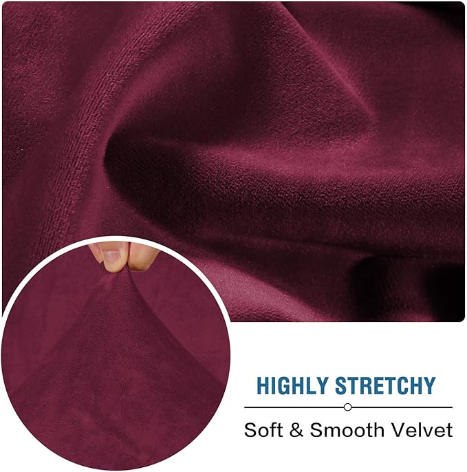 H.VERSAILTEX Velvet Stretch Couch Cushion Cover Plush Cushion Slipcover for Chair Loveseat Sofa Cushion Furniture Protector Seat Cushion Sofa Cover (3 Piece XL Sofa Cushion Covers, Burgundy)-Ruum Studio Home