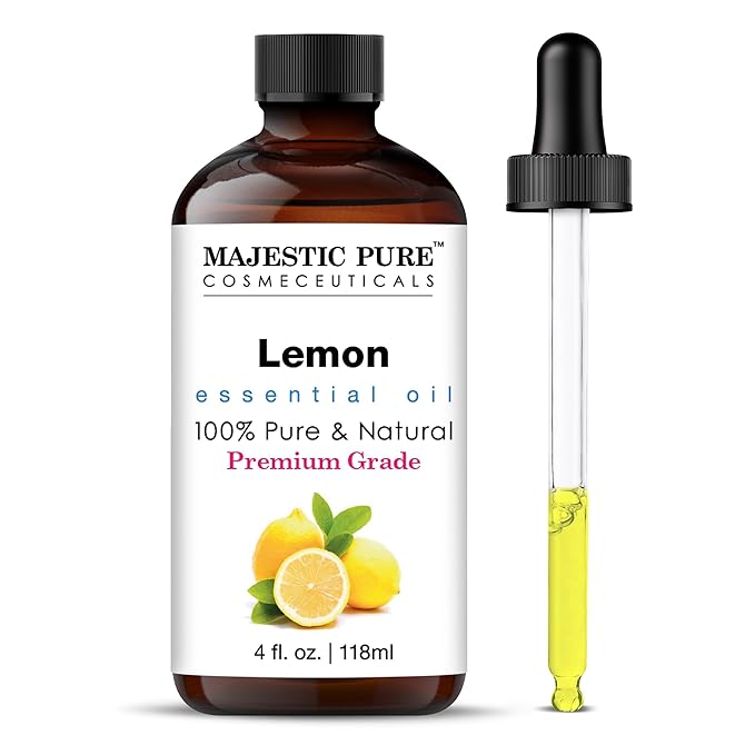 Majestic Pure Lemon Essential Oil with Glass Dropper - Huge 4 Fl Oz - 100% Pure and Natural Lemon Oil - Premium Grade Essential Oils for Diffuser, Aromatherapy, Soap and Candle Making-Ruum Studio Home