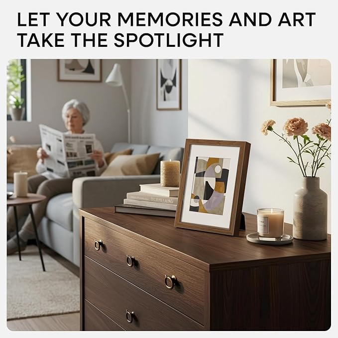 Homeforia A5 Wood Picture Frame, High-End Natural Oak 5.8x8.3 Frame Matted to 4.1x5.8 inch Photo, A5 Size Wooden Frames with Mat A6 for Art, 5.8 x 8.3 Poster Frames, Tempered Glass, Wall Kit, Set of 1-Ruum Studio Home