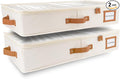 HOMELUX THEORY 2pc Under Bed Storage Containers, Bedroom Under the Bed Drawer Storage Organizer with Bins and Lids, Medium Underbed Clothes Storage Box Ideal for Blanket, Fabric, & Shoes (Ivory)-Ruum Studio Home