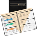 Planner Pad Spiral Bound January-December 2026/ Calender Year 8 1/2" x 11" Large 3-Tier Funnel Down 12 Month Organizer, Black Cover/Black Ink-Ruum Studio Home