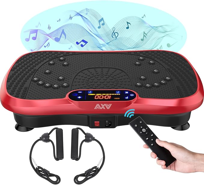 AXV Vibration Plate Fitness Platform Exercise Machine Vibrating Lymphatic Drainage Shaking Full Body Shaker Workout Vibrate Stand Shake Board Sport Gym for Weight Loss Fat Burner for Women Men-Ruum Studio Home