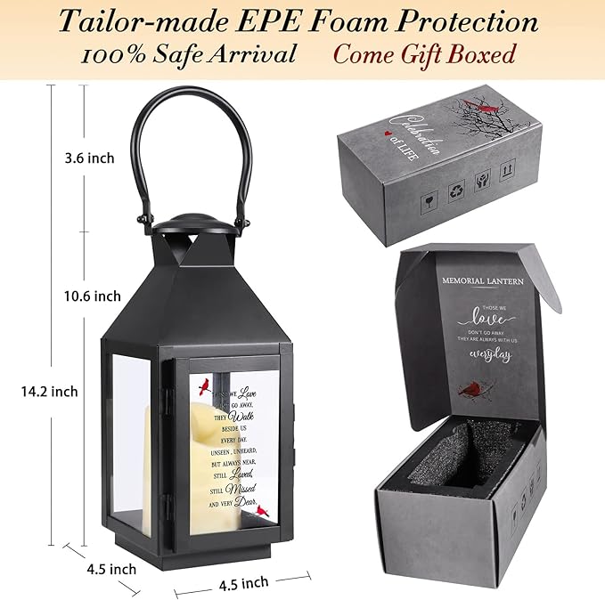 Memorial Lantern, Sympathy Gifts for Loss of Mom/Dad/Loved One, Bereavement Gifts, in Memory of Loved One Gifts, Remembrance Gifts for Loss, Celebration of Life, Memorial Gifts, Funeral Gifts-Ruum Studio Home