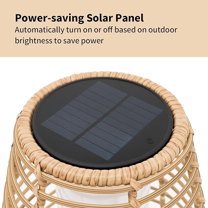 Outdoor Floor Lamp Solar Powered Lantern Waterproof Outdoor Lamps Wicker Patio Lights for Garden Deck Backyard Decor-Ruum Studio Home