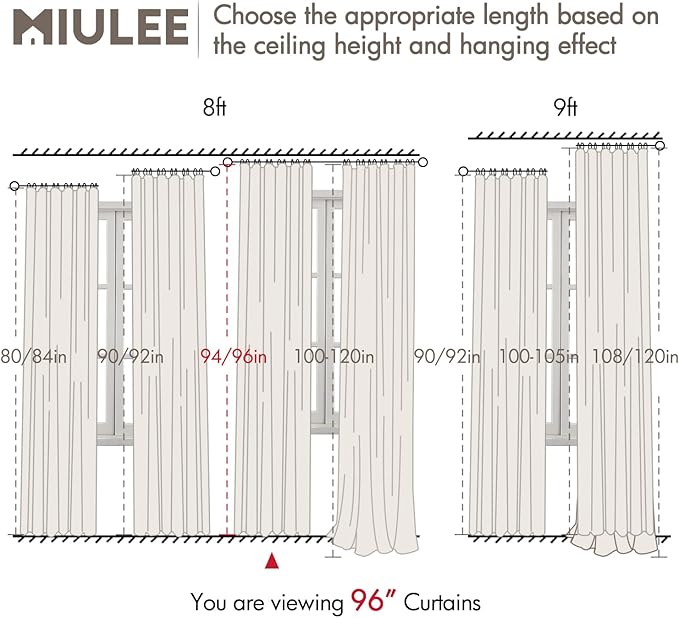 MIULEE 100% Blackout Curtains 96 Inch Long 2 Panels Set for Bedroom, Thick Faux Linen Black Out Curtain Room Darkening Back Tab Pleat Window Textured Drapes with Hooks for Living Room, Chambray Blue-Ruum Studio Home