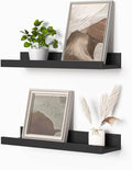 Heimlove Picture Ledge Shelf, Small Floating Shelves Set of 2, 16 Inches Picture Shelf for Wall with Ledge, Kids Bookshelf Wall Mounted for Living Room Bedroom Decor Books Photo Frames, Black-Ruum Studio Home