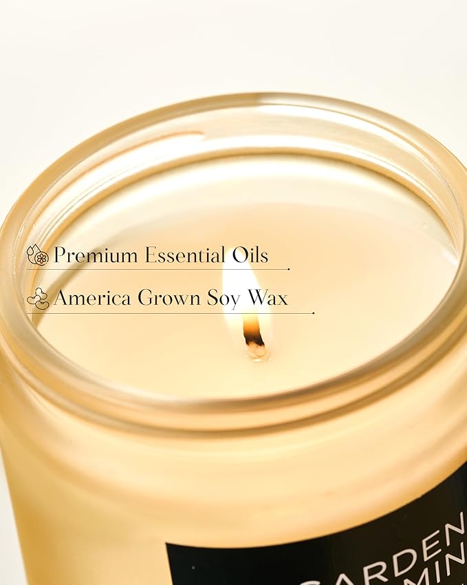 M&SENSE Gardenia Jasmine Scented Candle, 50 Hours Slow Burning Clean Non Toxic 7.05oz 2 Wicks Highly Scented Aromatherapy Candle for Housewarming Gifts, Long Lasting Fragrance for Bath & Office-Ruum Studio Home