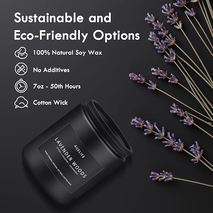 Scented Candles for Men | Lavender & Wood Candle - Candle for Men, Manly Candles for Home Scented, Man Gifts for Him/Friend, 7oz Black Jar-Ruum Studio Home