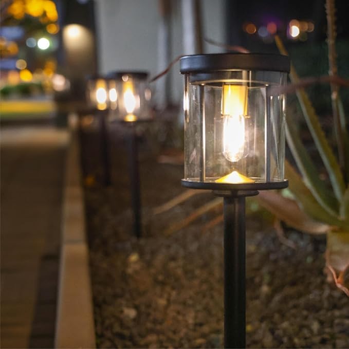 EcoGreen Outdoor Pathway Solar Light, 4pcs Pack,Garden Patio Balcony Walk Way Lights, Aluminum Leg, 5000K Daylight, Waterproof, 4.76 * 23.07in-Ruum Studio Home
