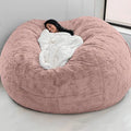 Big Huge Giant Bean Bag Chair for Adults, (No Filler) Bean Bag Chairs in Multiple Sizes and Colors Giant Foam-Filling Required- Machine Washable Covers, Double Stitched Seams (Leather Pink,7FT)-Ruum Studio Home