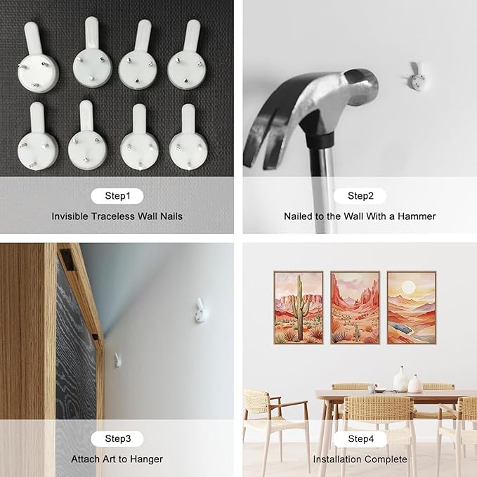 HLNIUC Boho Desert Plant Framed Canvas Wall Art Set,Southwestern Sun Mountain Wall Decor,Cactus Sunset Landscape Wall Painting,Watercolor Abstract Desert Art Prints for Living Room,Bedroom - 16”x24”x3-Ruum Studio Home