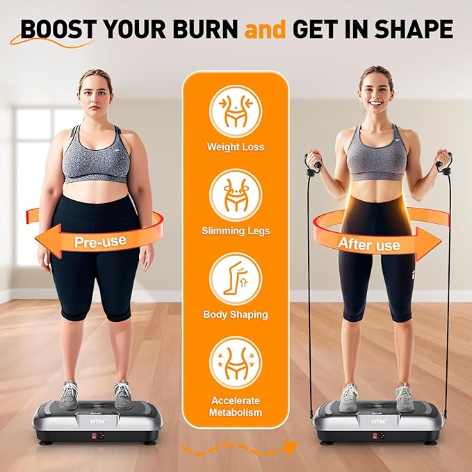 Vibration Plate Exercise Machine - 180 Speeds & 300 lb Capacity, Full Body Workout Vibration Platform with Remote Control for Lymphatic Drainage, Weight Loss & Toning-Ruum Studio Home
