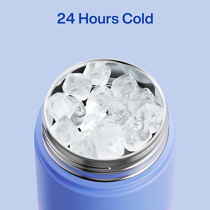 Insulated Water Bottle with Straw Stainless Steel Water Bottle, Leak-Proof, BPA-Free, Double Wall Vacuum Keeps Cold for 24 Hours for Sports, Travel, School (26 oz, Frosted Lilac)-Ruum Studio Home