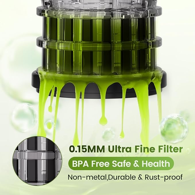 Cold Press Juicer Machines, High Nutrient Retention, 99% Juice Yield, 5.3" Wide Feed Chute for Whole Fruits & Vegetables, Quiet Slow Masticating Juicer, BPA-Free, Easy to Clean-Ruum Studio Home