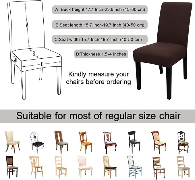 JQinHome 4 Pcs Dining Chair Slipcover,High Stretch Removable Washable Chair Seat Protector Cover for Home Party Hotel Wedding Ceremony (Pack of 4, Coffee)-Ruum Studio Home